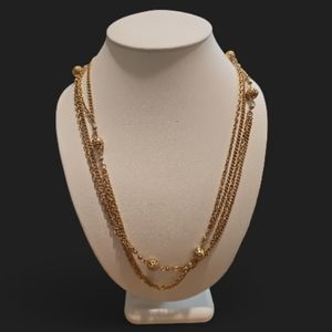 Vintage Gold Plated Multi-Chain Gold Ball Necklace.